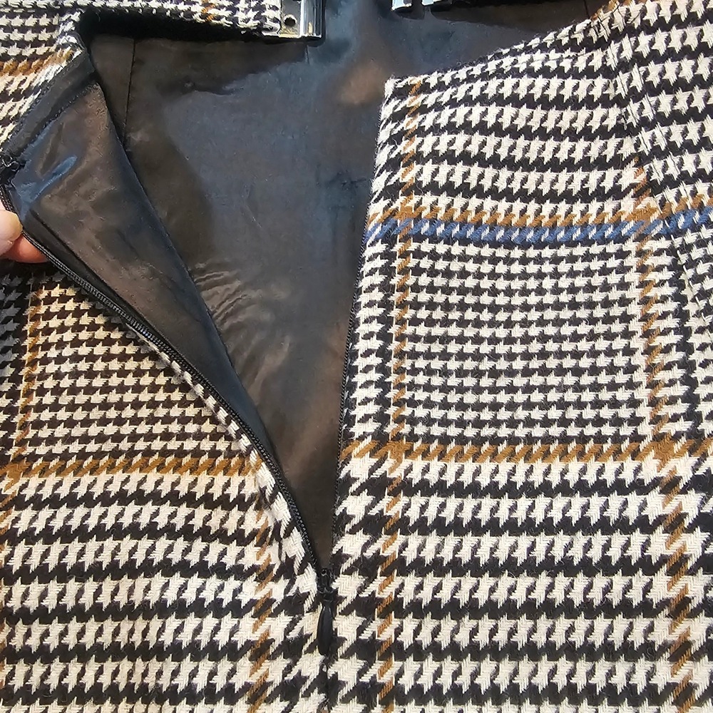 Le' AL.X Size L Glen Plaid Woven Wool Blend Lined Plaid Tank Dress NWT $189 1026 - Picture 8 of 16